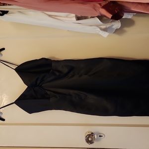 Black Satin Ruched Dress